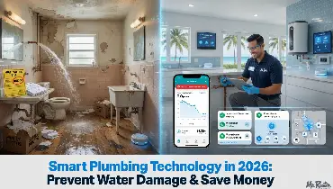 Smart plumbing technology graphic.